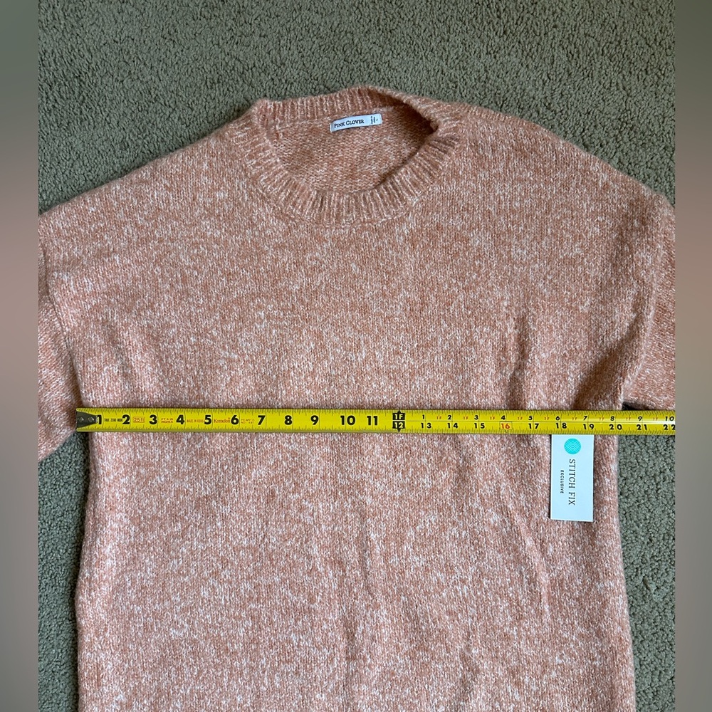 NWT Pink Clover Size L Peach Orange Color Knit Pullover Crewneck Sweater - Picture 5 of 10